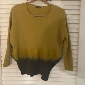 Banana Blue Brand  Australia Mustard Ombré Charcoal Gray Merino Wool Sweater
